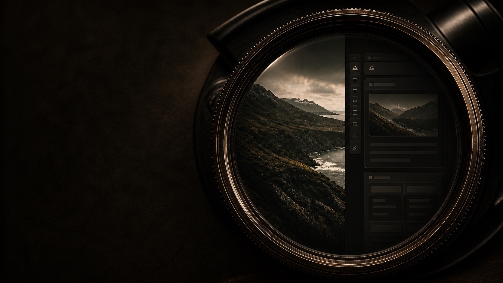 A camera lens transforming a source website into an editable interface